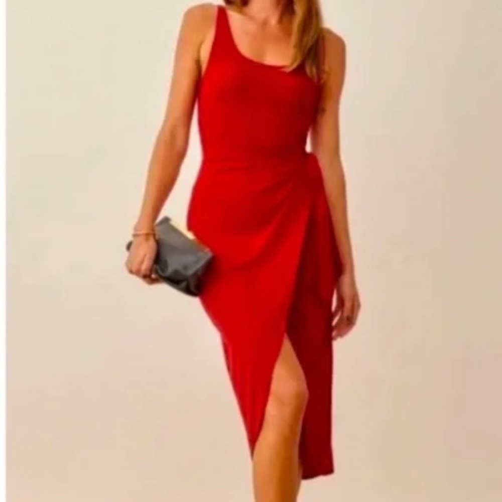 Worn once Reformation Kaila wrap dress in red